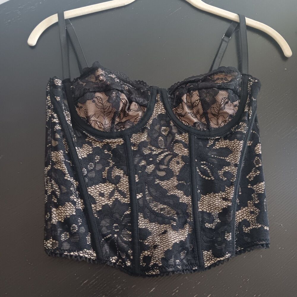 Lace Whimsigoth Fairy Grunge‎ Babydoll Corset Top Size S Black Festival